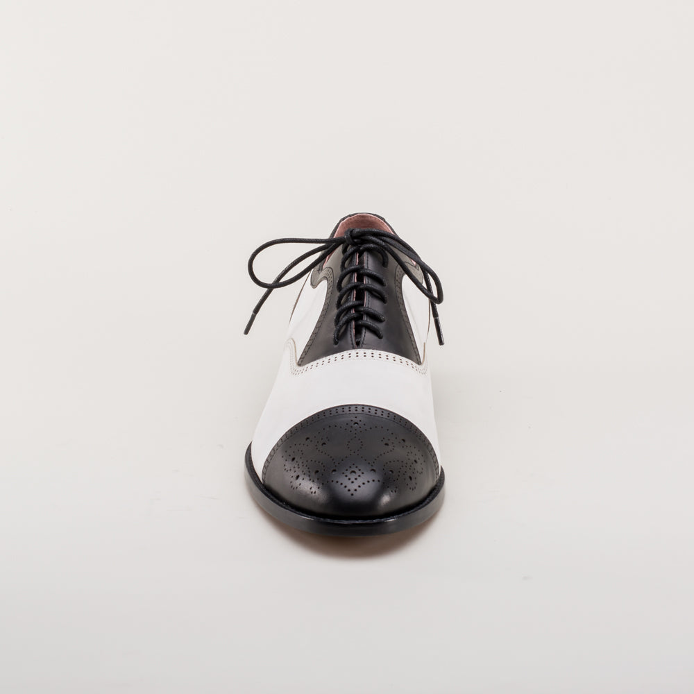Dandy Men's Vintage Cap Toe Oxfords (Black/White) American Duchess