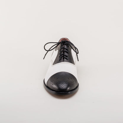 Dandy Men's Vintage Cap Toe Oxfords (Black/White) American Duchess