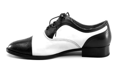 Dandy Men's Vintage Cap Toe Oxfords (Black/White) American Duchess