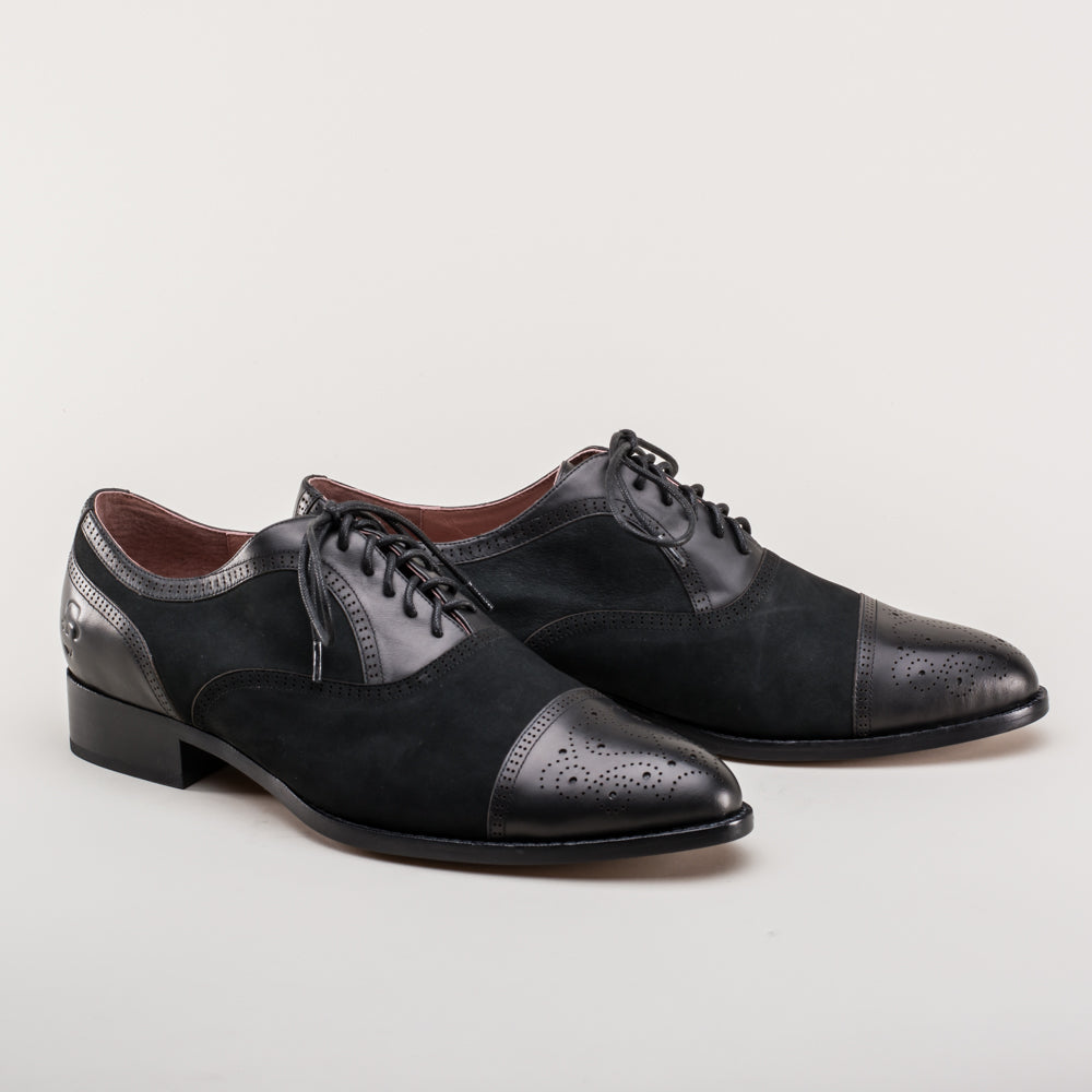 Dandy Men's Vintage Cap Toe Oxfords (Black) American Duchess