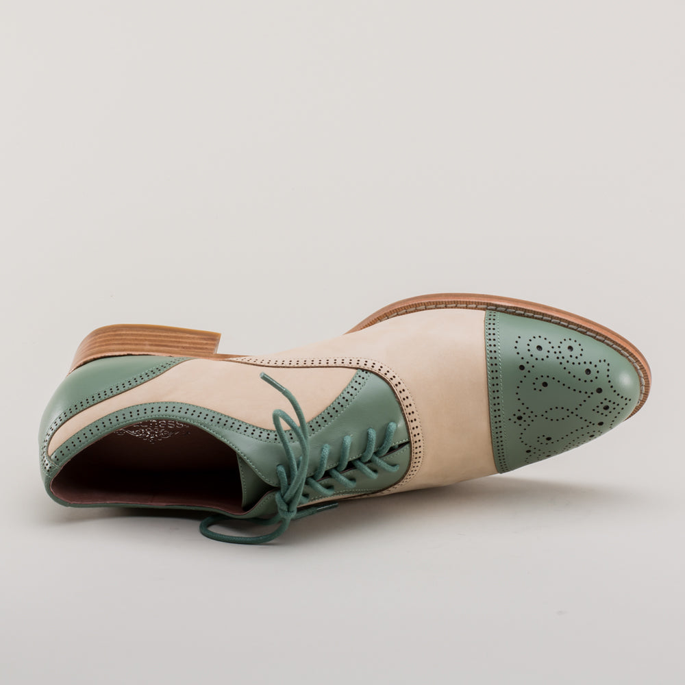 Dandy Men's Vintage Cap Toe Oxfords (Sage/Buff) American Duchess