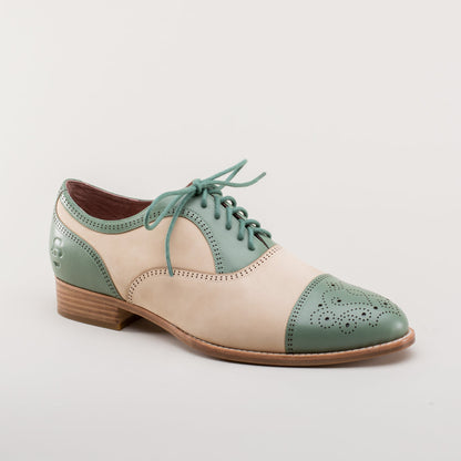 Dandy Men's Vintage Cap Toe Oxfords (Sage/Buff) American Duchess