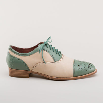 Dandy Men's Vintage Cap Toe Oxfords (Sage/Buff) American Duchess