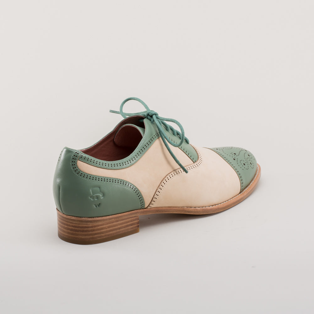 Dandy Men's Vintage Cap Toe Oxfords (Sage/Buff) American Duchess