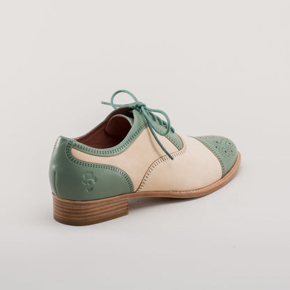 Dandy Men's Vintage Cap Toe Oxfords (Sage/Buff) American Duchess