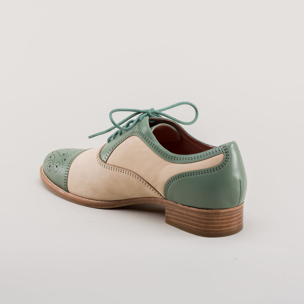 Dandy Men's Vintage Cap Toe Oxfords (Sage/Buff) American Duchess