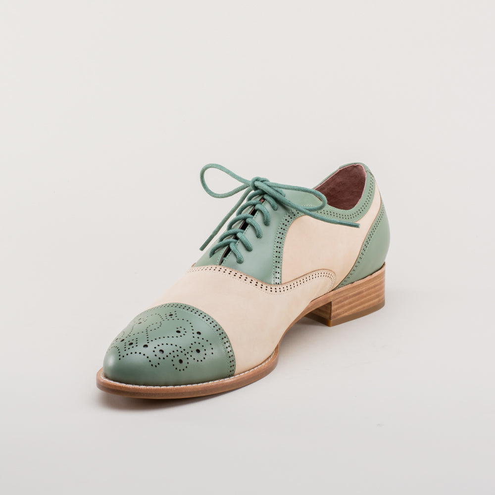 Dandy Men's Vintage Cap Toe Oxfords (Sage/Buff) American Duchess