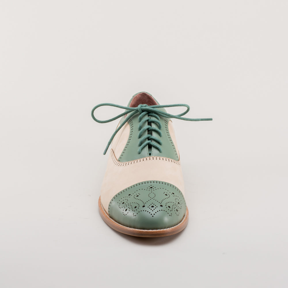 Dandy Men's Vintage Cap Toe Oxfords (Sage/Buff) American Duchess