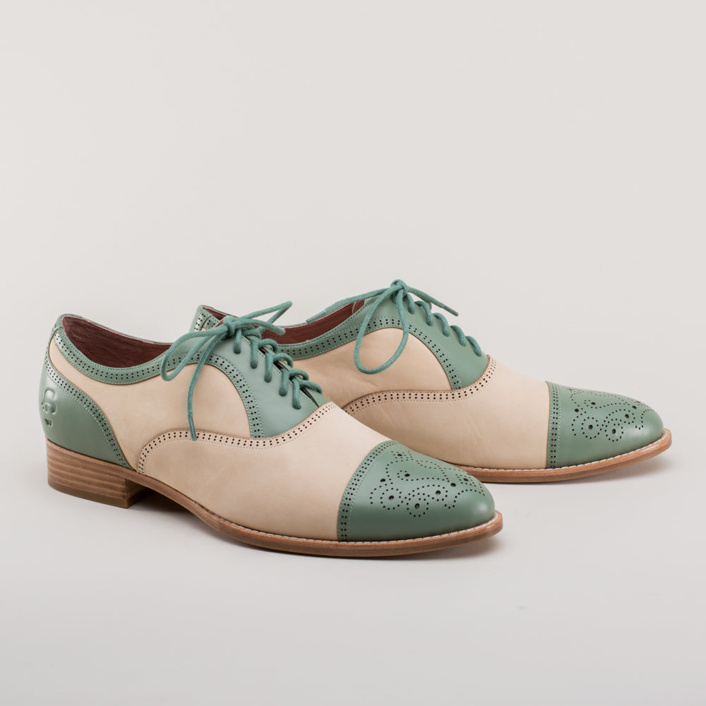 Dandy Men's Vintage Cap Toe Oxfords (Sage/Buff) American Duchess