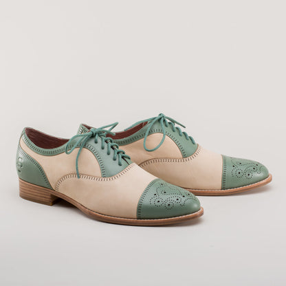 Dandy Men's Vintage Cap Toe Oxfords (Sage/Buff) American Duchess
