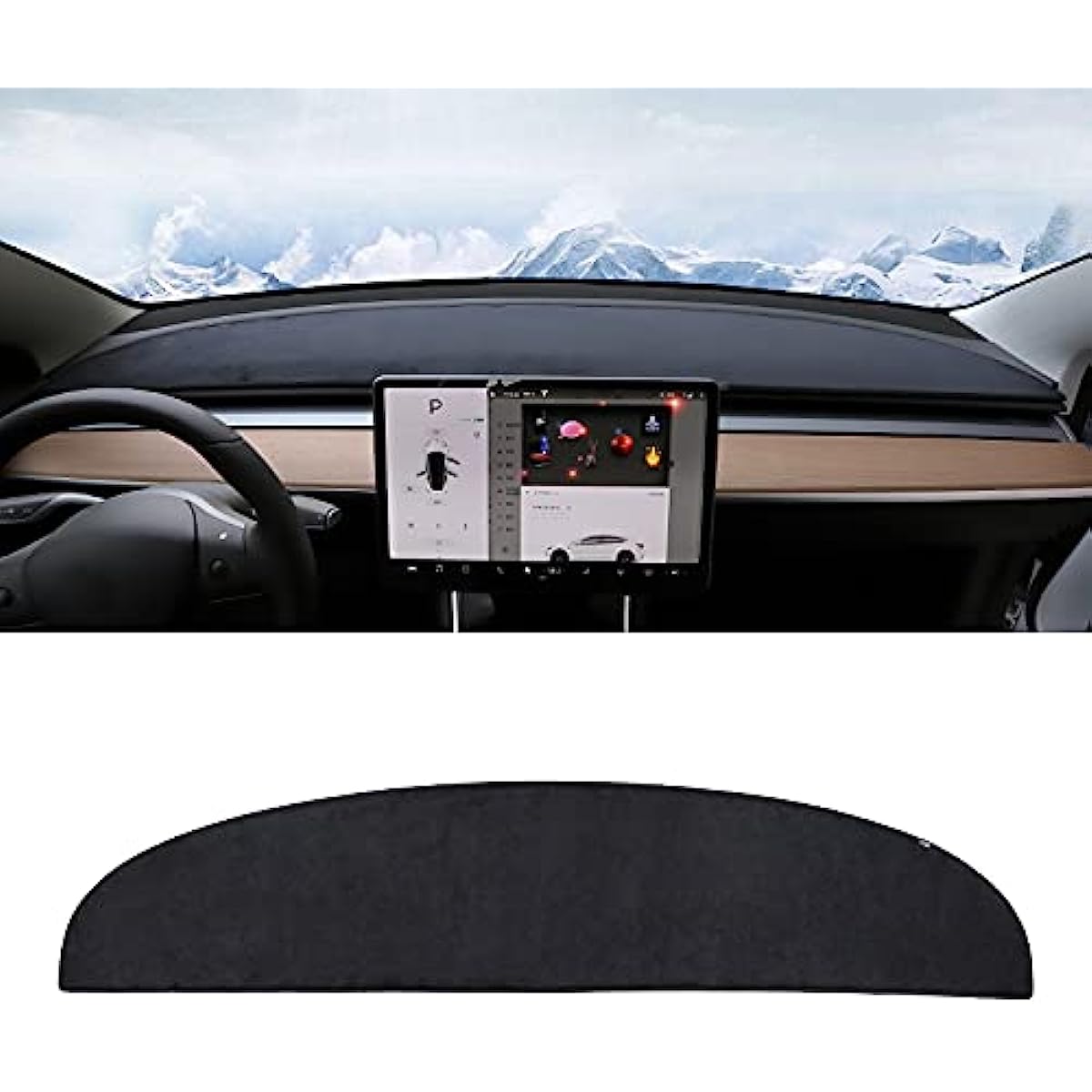 Dashboard Blackout Mat for Model 3/Y Anti-Glare Flannel Dash Cover Tesery Official Store