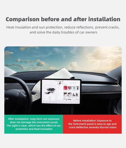 Dashboard Blackout Mat for Model 3/Y Anti-Glare Flannel Dash Cover Tesery Official Store