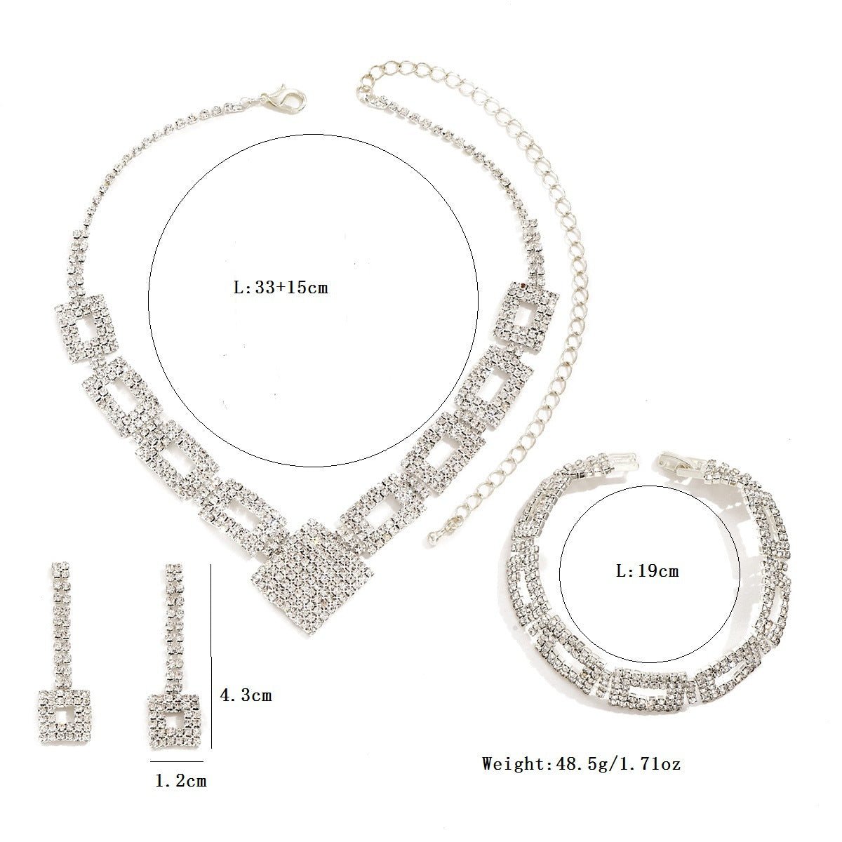 Dazzling 3-Piece Full Rhinestones Jewelry Set (MAC317) Mariam's Collection