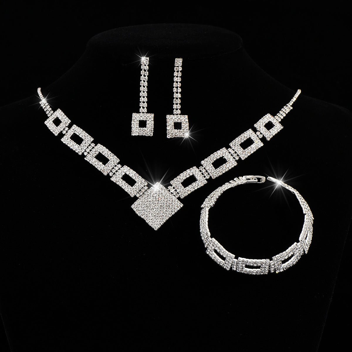 Dazzling 3-Piece Full Rhinestones Jewelry Set (MAC317) Mariam's Collection