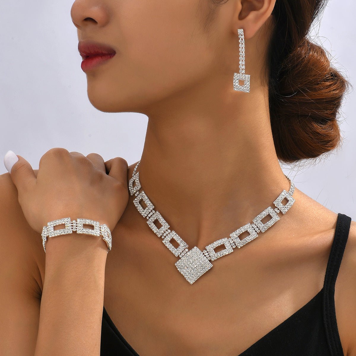 Dazzling 3-Piece Full Rhinestones Jewelry Set (MAC317) Mariam's Collection