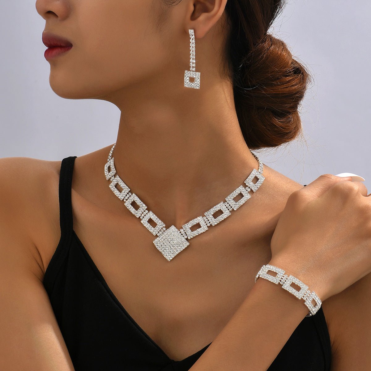 Dazzling 3-Piece Full Rhinestones Jewelry Set (MAC317) Mariam's Collection