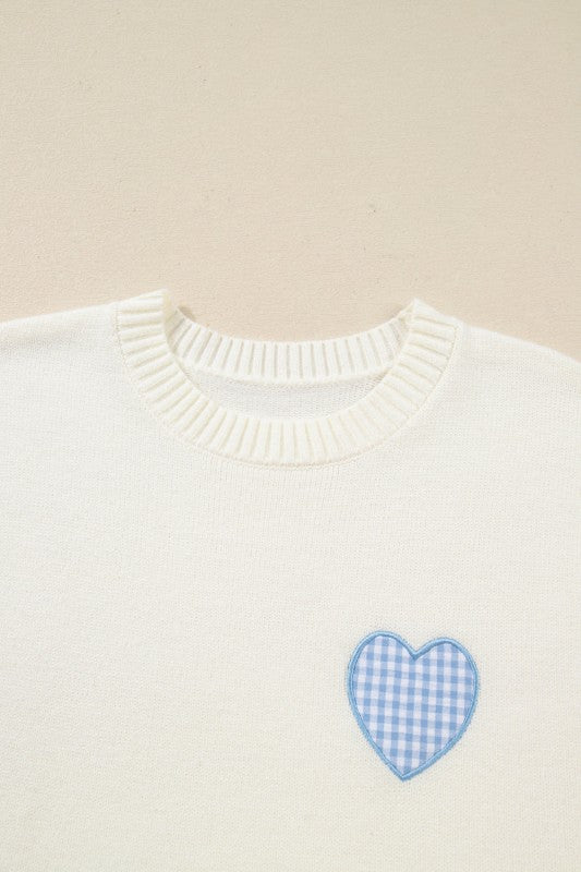 Valentines Gingham Heart Embroidered Crewneck Swea Shop Style & More | Fresh Looks, Everyday Deals & Free Shipping