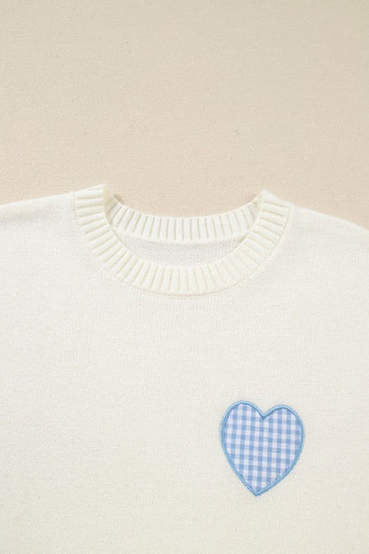 Valentines Gingham Heart Embroidered Crewneck Swea Shop Style & More | Fresh Looks, Everyday Deals & Free Shipping