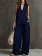 Women's Sleeveless Vest & Wide-Leg Pants Two-Piece Set – 10 Colors XS–3XL FitiqueFit