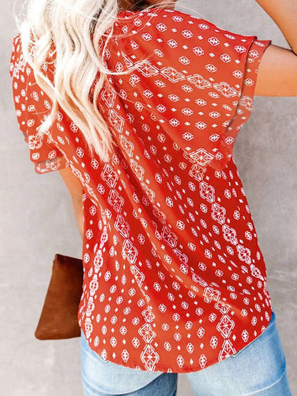 Full Size Floral Print V-Neck Shirt Plus Size New Era Fashion LLc