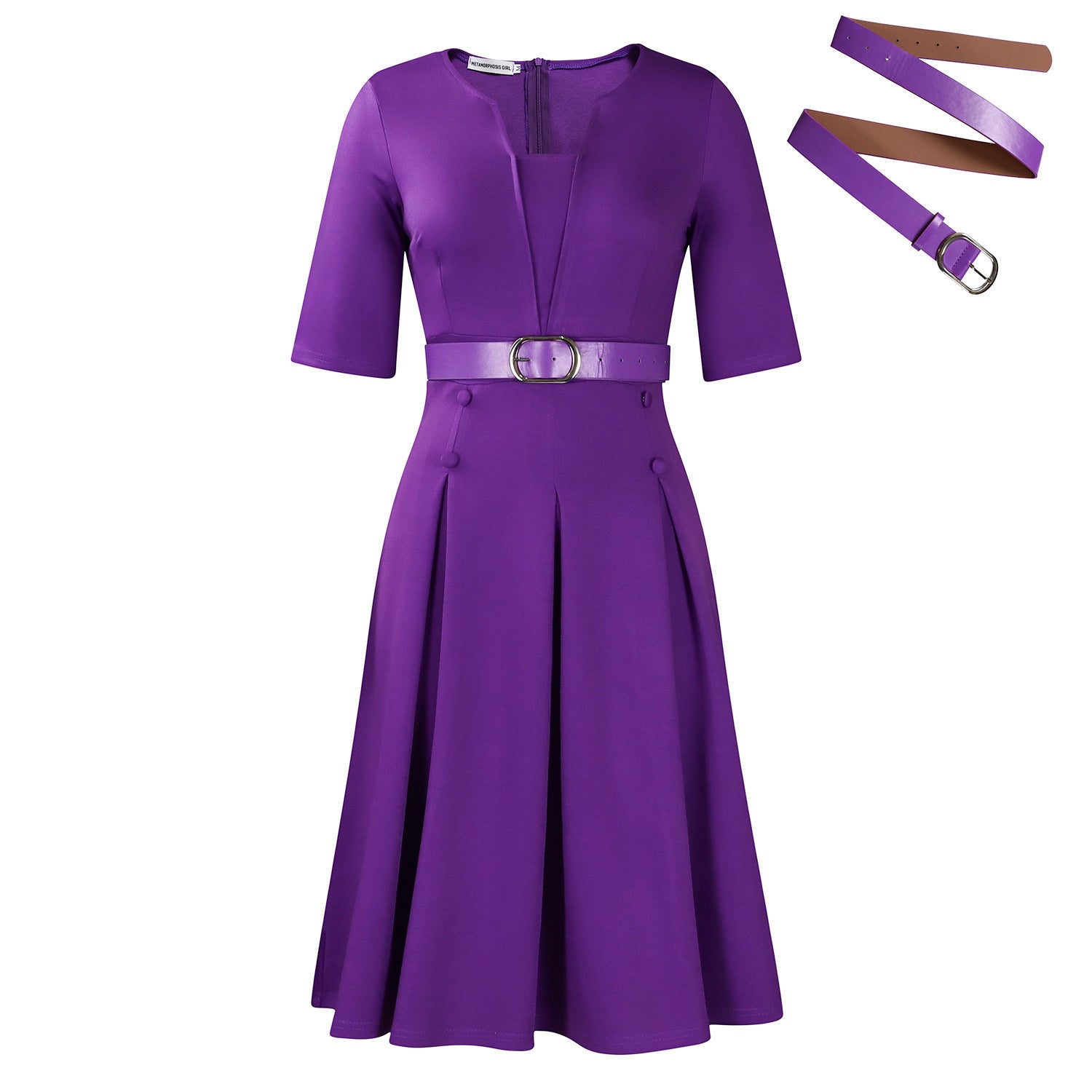 Fashion Elegant Graceful Solid Color Dress Grayceful LLC