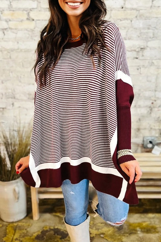 Stripe Colorblock Patchwork Dolman Sleeve Sweater Shop Style & More | Fresh Looks, Everyday Deals & Free Shipping
