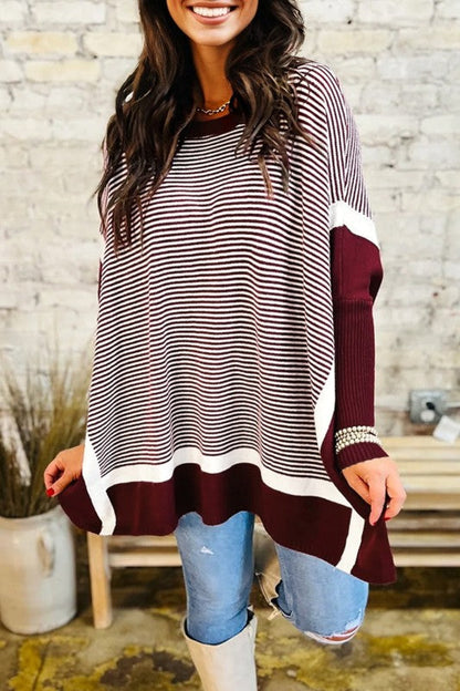 Stripe Colorblock Patchwork Dolman Sleeve Sweater Shop Style & More | Fresh Looks, Everyday Deals & Free Shipping