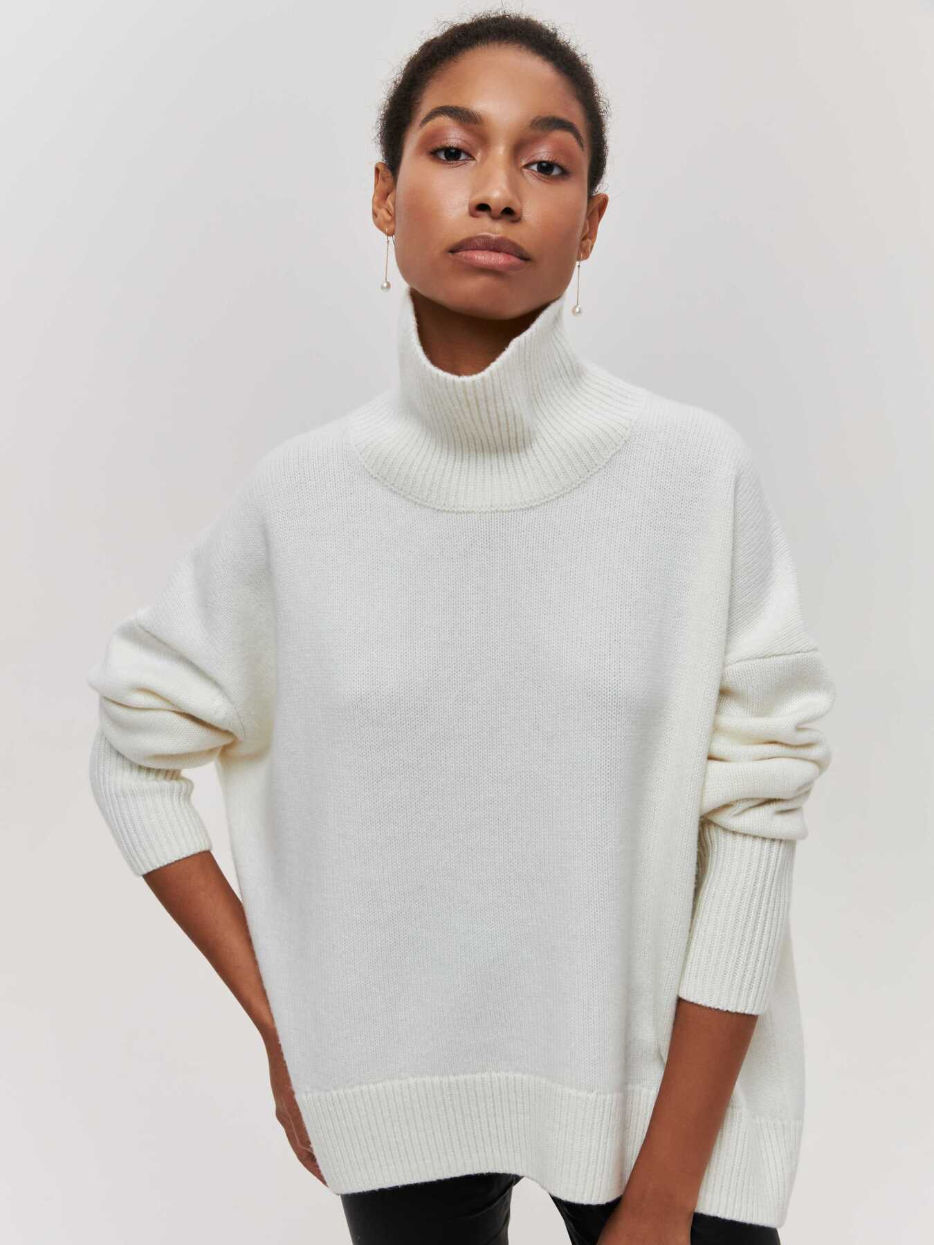 Winter Turtleneck Sweater Ins Solid Color Long Sleeve Pullover Top Women's Clothing Grayceful LLC
