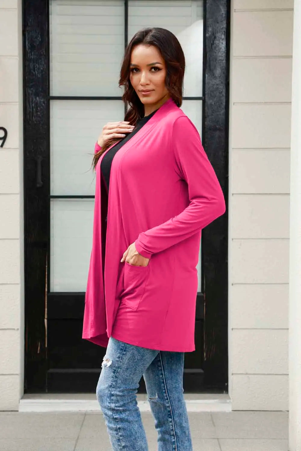 Basic Bae Full Size Open Front Long Sleeve Cardigan with Pockets New Era Fashion LLc