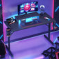 42" PC Computer Gaming Desk with LED Lights & Monitor Stand & Headphone Hook & Cup Holder, Black