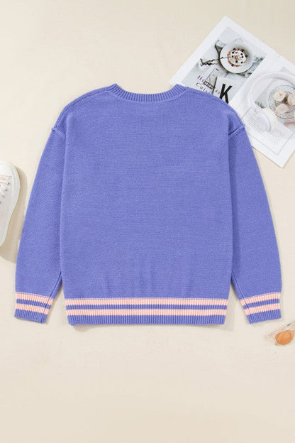Plus Size Stripe Trim Drop Shoulder Sweater Shop Style & More | Fresh Looks, Everyday Deals & Free Shipping