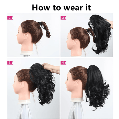 Claw Clip In Body Wave Hair Extensions Long Curly Wavy Ponytail Hair Extensions Synthetic Hair Pieces for Women Girls, Quick Hairstyle, Clip In Hair, Fashionable Wig, Loose Wave, Durable Clipins, Highquality Extensions, Wavy NovaCart