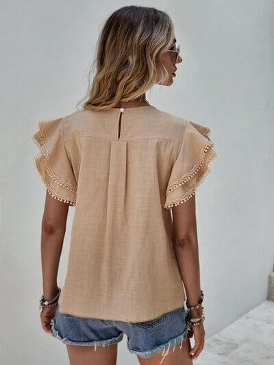 Denise Ruffle Cap Sleeve Blouse- SnagBag