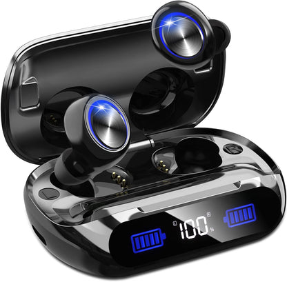 YIPUT Wireless Earbuds Bluetooth 5.3 Headphones 200 Hours Playtime with 2000mAh charg Casein Ear Headest IP7Waterproof Noise Cancelling Built-in MicPremiu Bass LCD Displayfor Sports/Working/Study New Era Fashion LLc