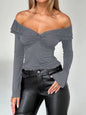 Devine Twisted Ruffled Off-Shoulder Long Sleeve T-Shirt New Era Fashion LLc