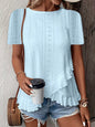 Women’s Casual Solid Color Short Sleeve Crew Neck Top FitiqueFit