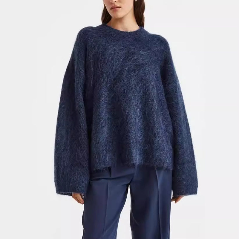 Loose Round Neck Pullover Sweater Fashion Long Sleeve Long Top For Women Clothing Grayceful LLC