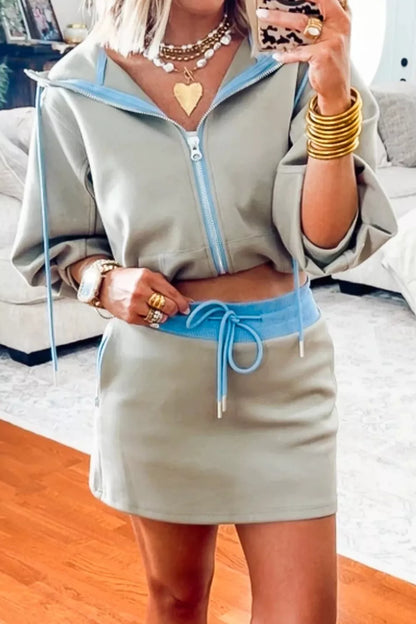 Zip Up Outerwear and Skirt Set New Era Fashion LLc
