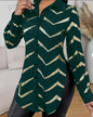 Lyxana Open Placket Foil Print Random Cut Shoulder Long Sleeve Cinched Waist Blouse Women Shirt New Era Fashion LLc