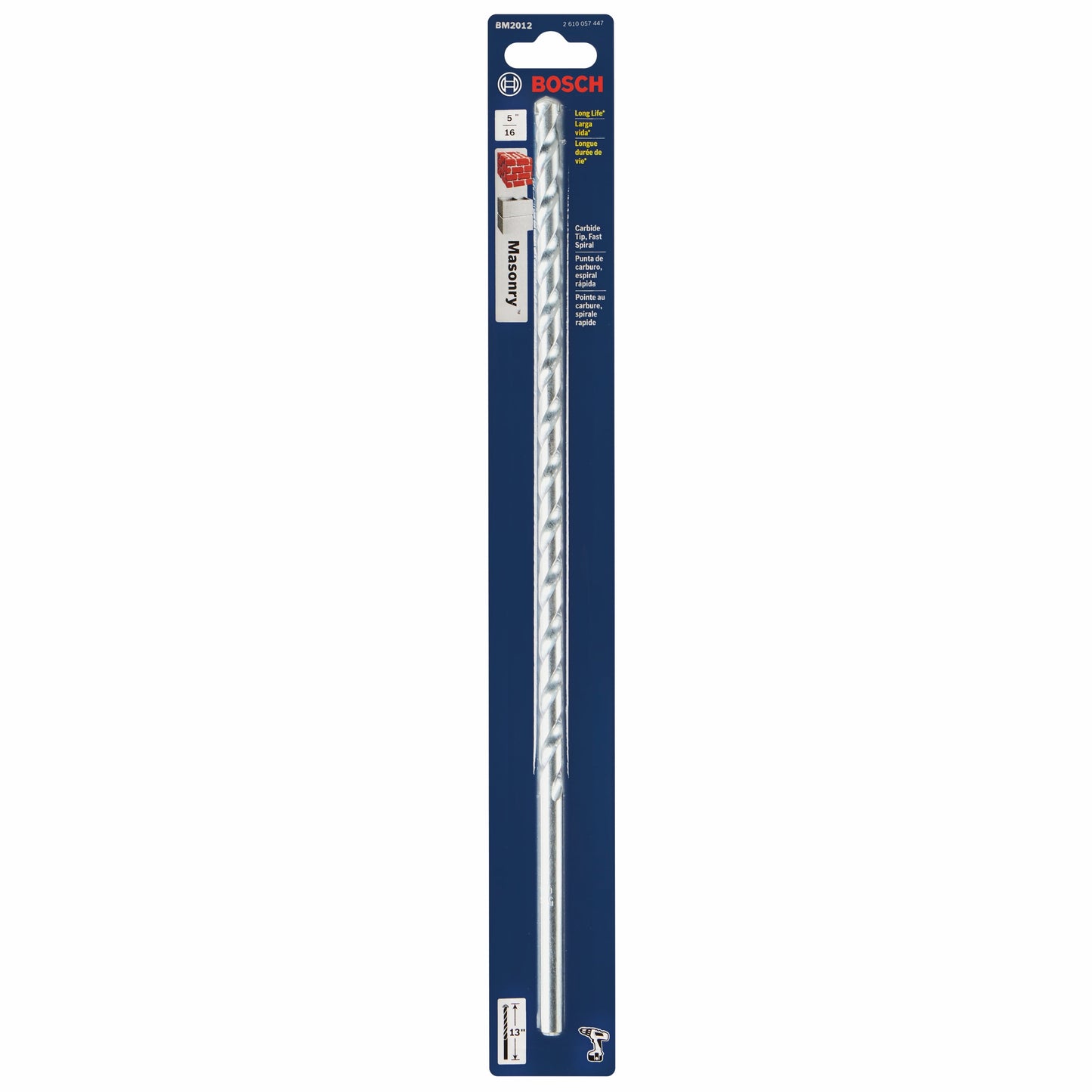 BOSCH BM2012 5/16 In. X 11 In. X 13 In. Fast Spiral Rotary Masonry Drill Bit VM Hardware