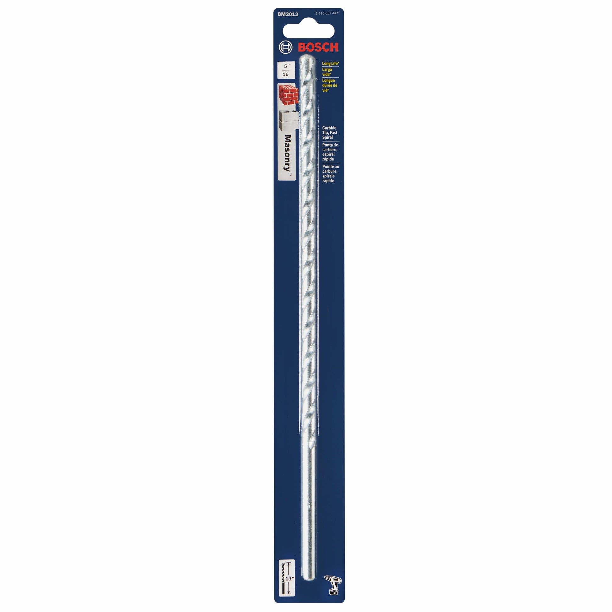 BOSCH BM2012 5/16 In. X 11 In. X 13 In. Fast Spiral Rotary Masonry Drill Bit VM Hardware