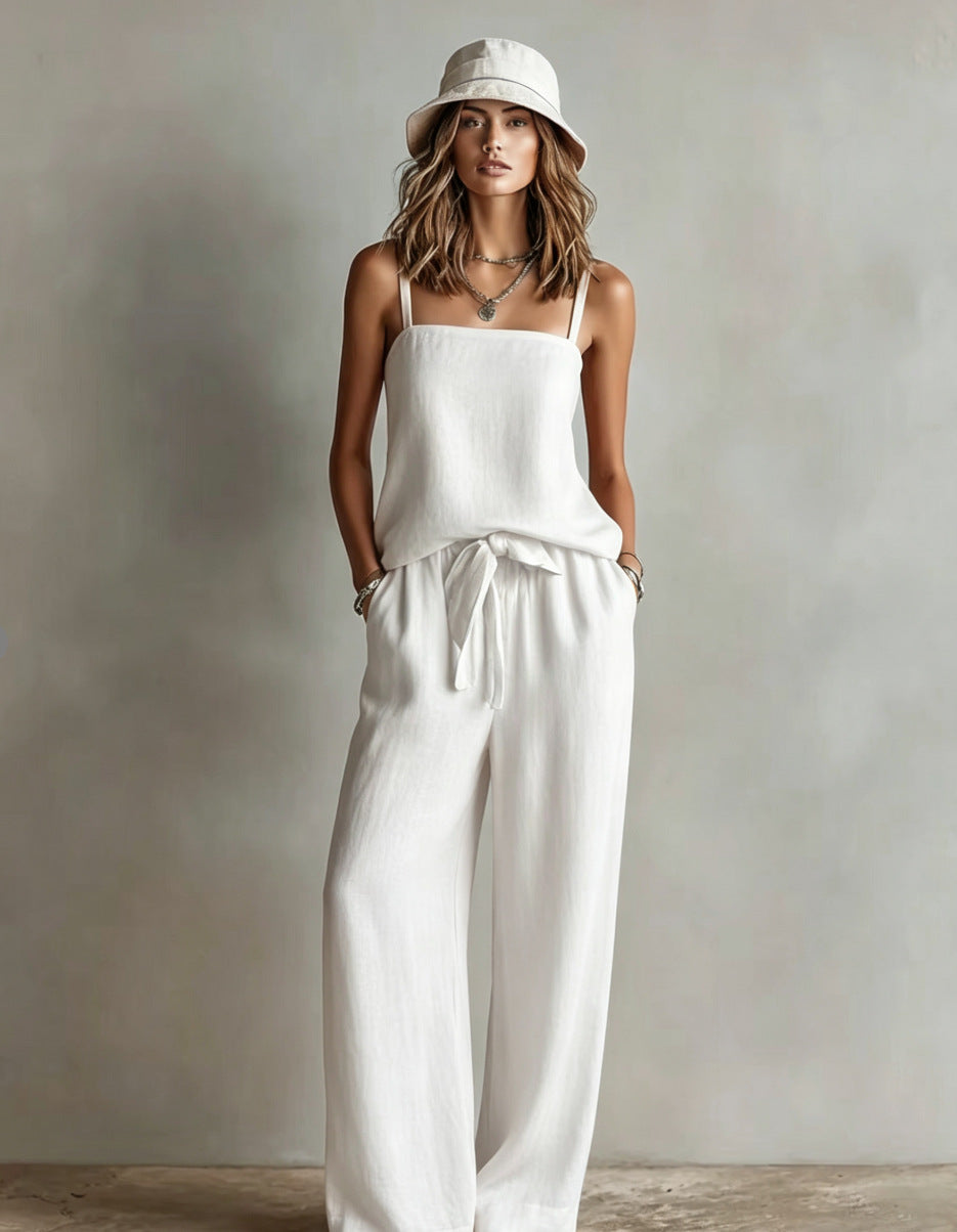 Women's Spaghetti Strap Cami Top & Wide-Leg Pants Two-Piece Set FitiqueFit