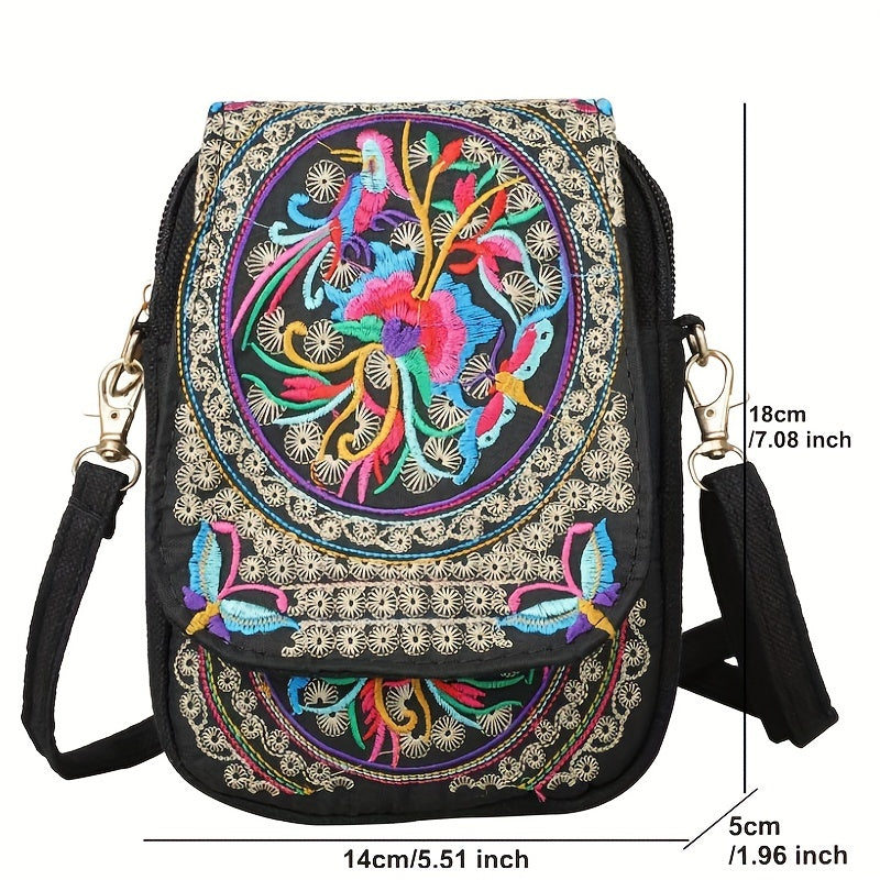 Women's Embroidered Crossbody Bag, Mini Shoulder Bag, Portable Double-Layer Wallet, Phone Pouch NovaCart