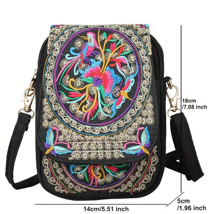 Women's Embroidered Crossbody Bag, Mini Shoulder Bag, Portable Double-Layer Wallet, Phone Pouch NovaCart