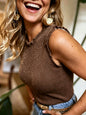 Women's Ribbed Stretchy Sleeveless Tank Top – Wide Strap Crew Neck FitiqueFit