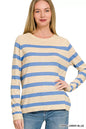 Zenana Lightweight Wool Blend Striped Round Neck Sweater New Era Fashion LLc