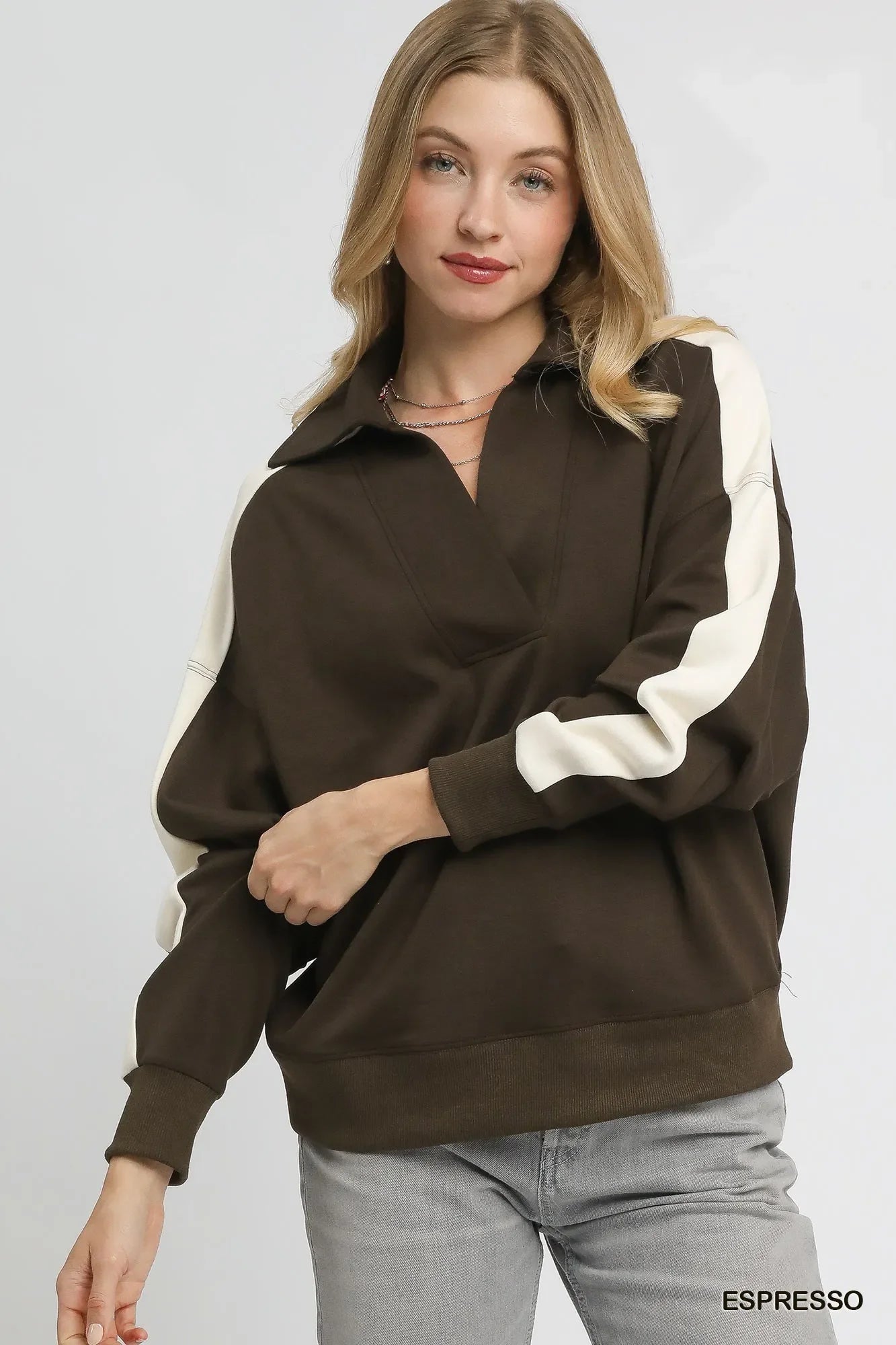 Umgee Color Block Polo Sweatshirt West2East Surf
