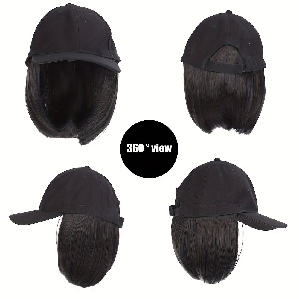 Women'S Hat Wigs, Baseball Cap Wigs, Short Bob Hairstyles, Synthetic Caps with -Resistant NovaCart