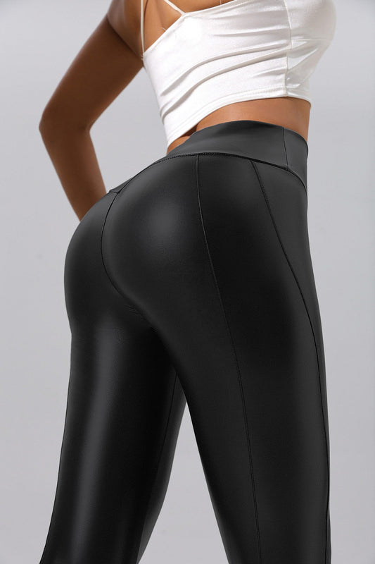 Women’s Patchwork Leather Pants for Running, Fitness and Yoga FitiqueFit