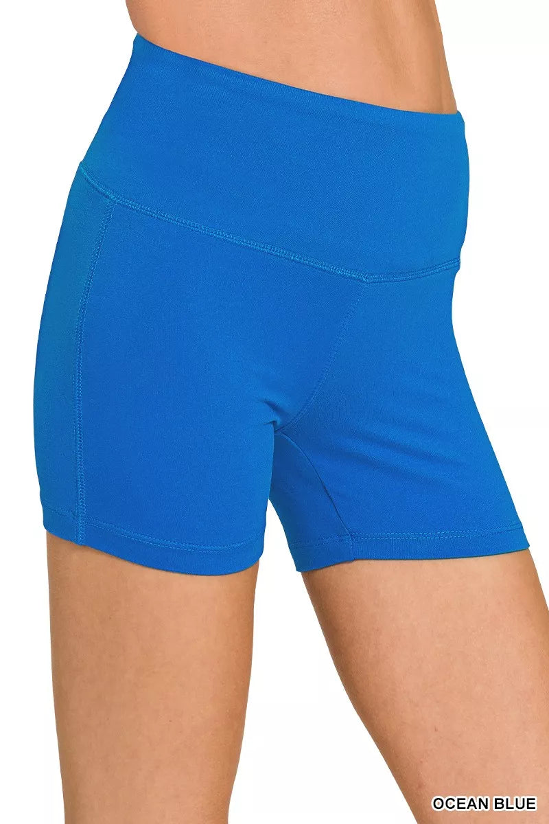 Brushed Microfiber Wide Waistband Biker Shorts New Era Fashion LLc